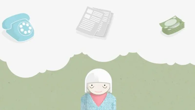 Illustration av telefon, blankett, pengar och person