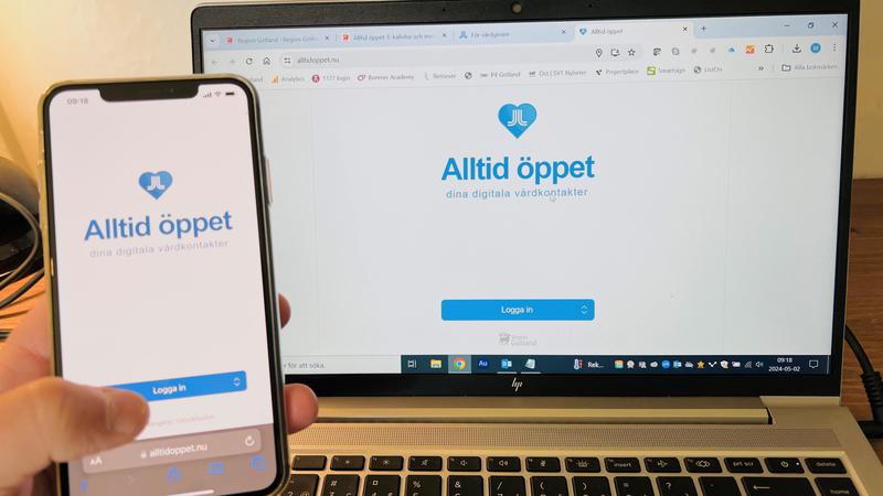 Bild på smarttelefon och dator som är på Alltid öppets webbplats