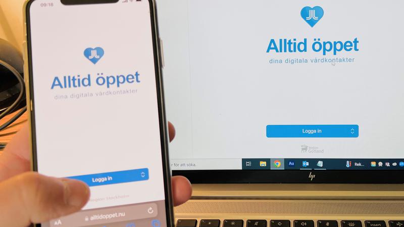 Bild på smarttelefon och dator som är på Alltid öppets webbplats